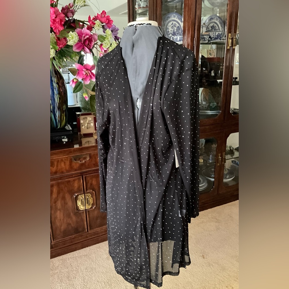 Black Polka Dot Long Cardigan
